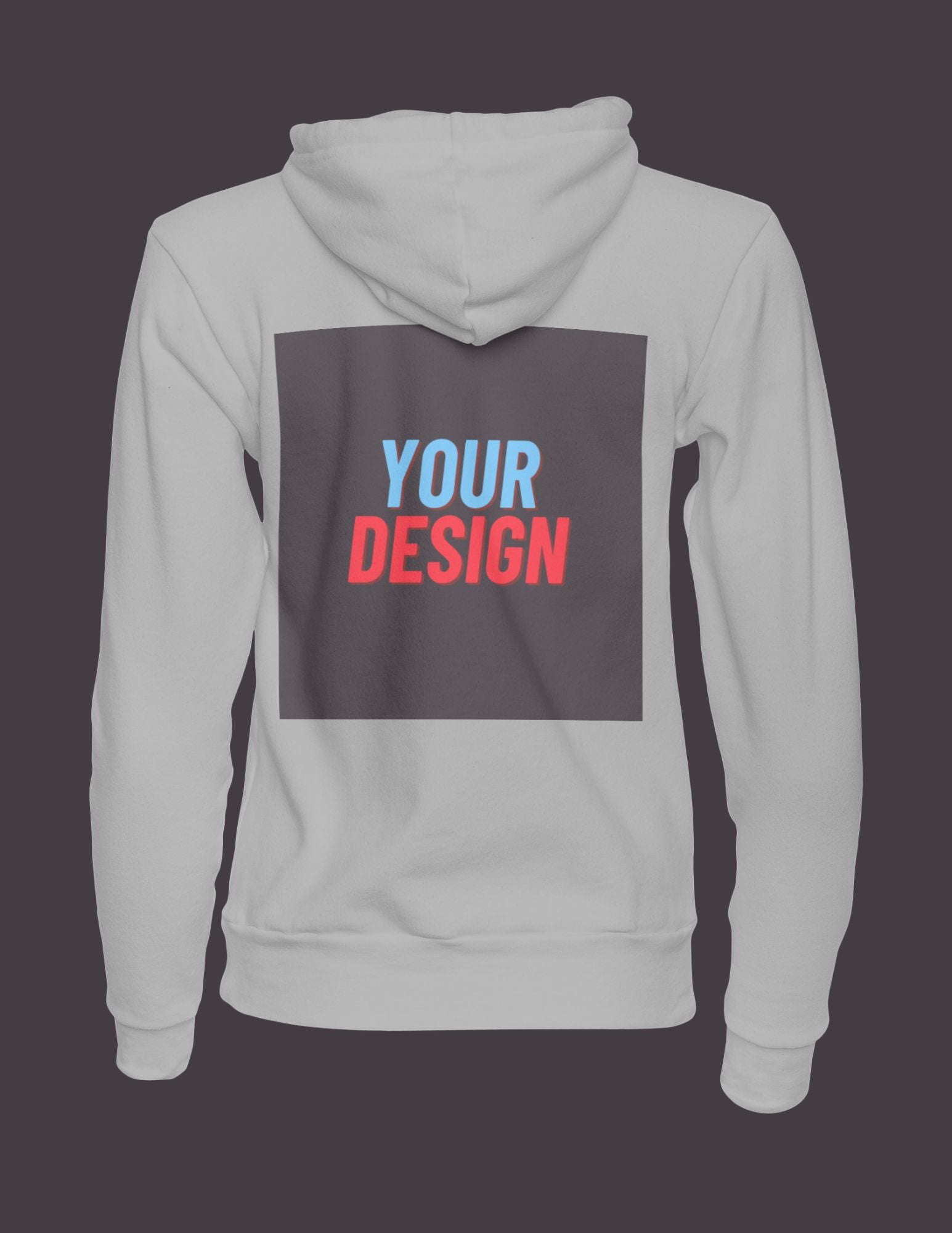 hoodie features a unique custom design, pressed into the fabric to create a dynamic visual effect.